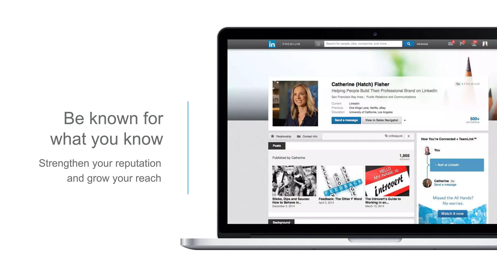 Be known for
what you know
Strengthen your reputation
and grow your reach
 