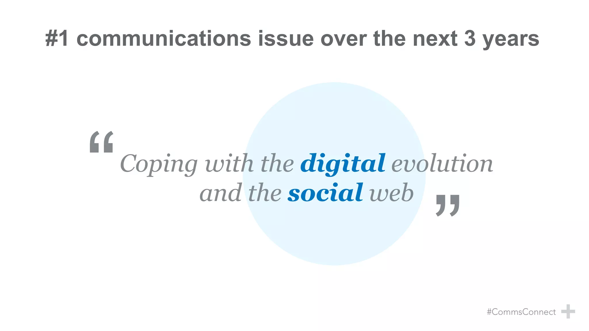 #1 communications issue over the next 3 years
Coping with the digital evolution
and the social web
 