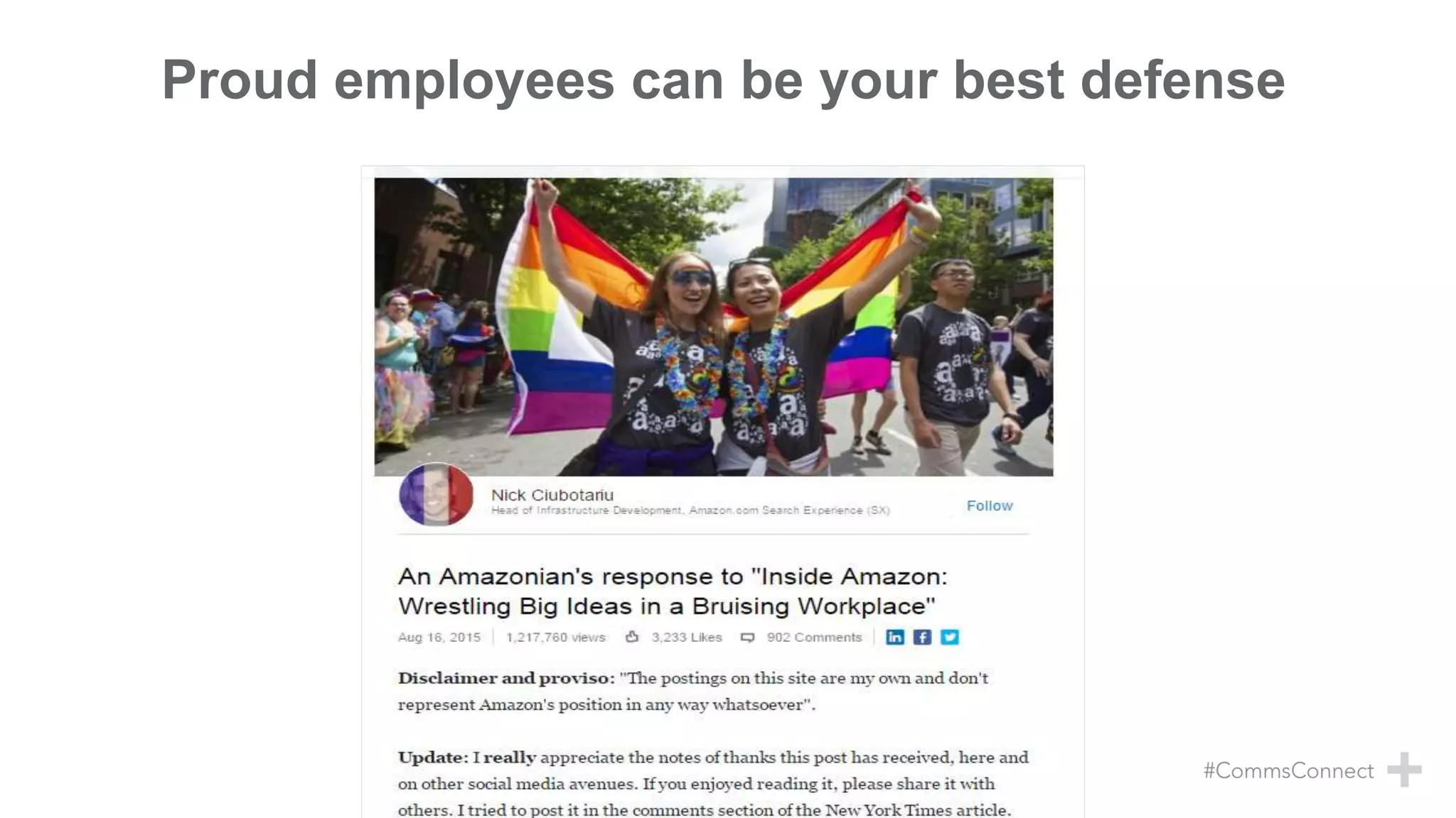 Proud employees can be your best defense
Source: LinkedIn
 