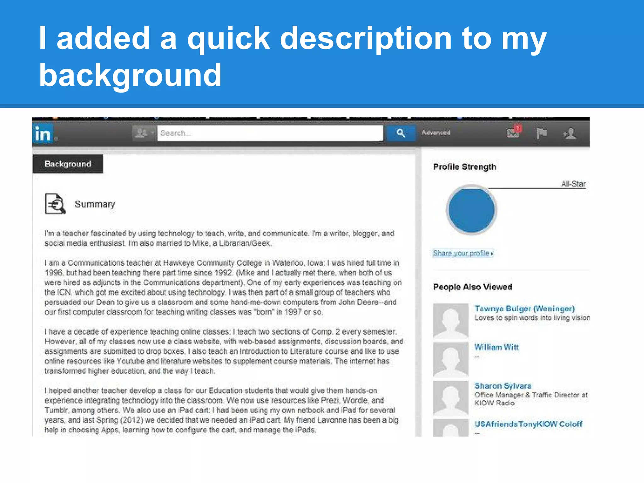 I added a quick description to my
background
 