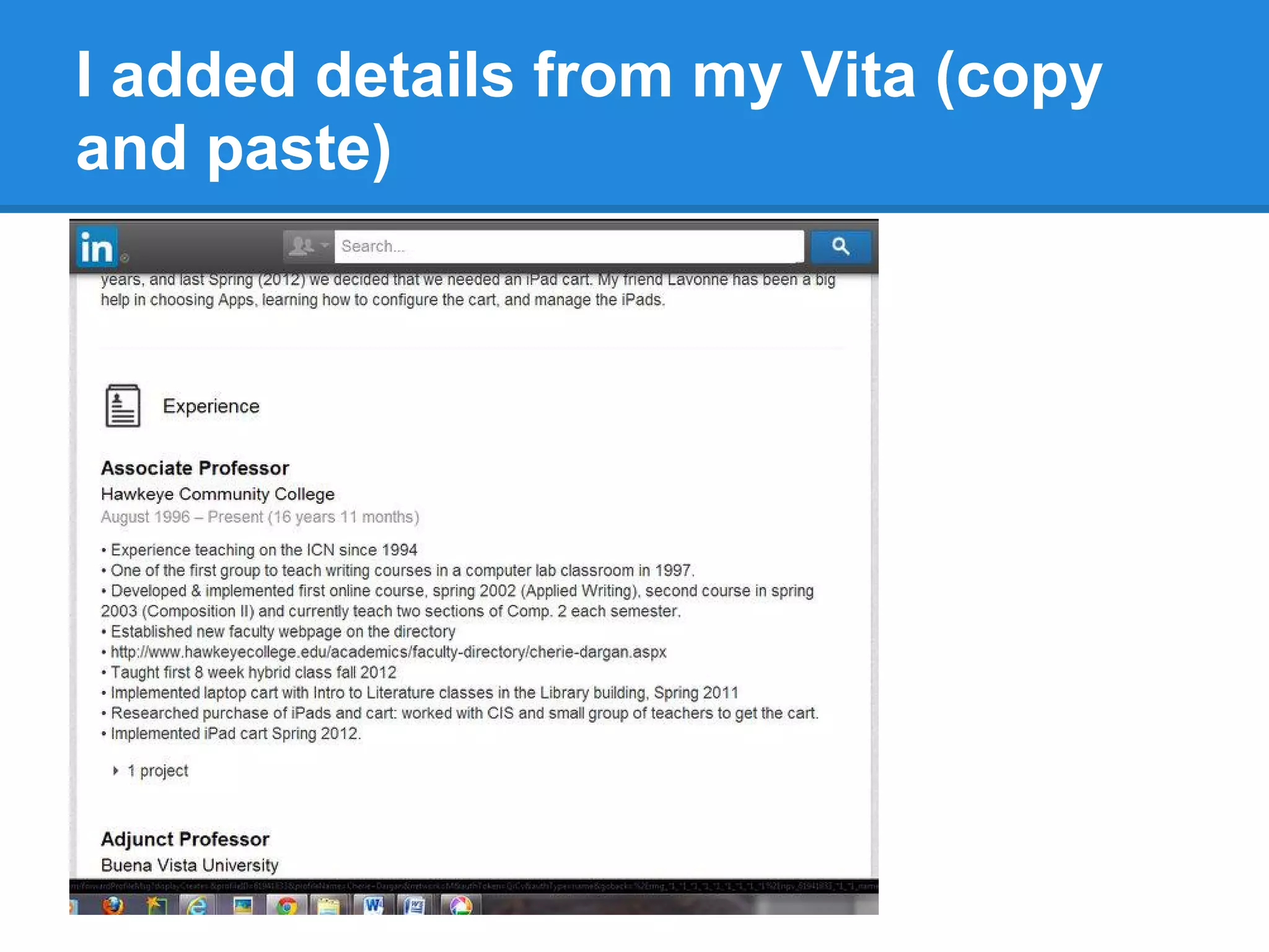 I added details from my Vita (copy
and paste)
 