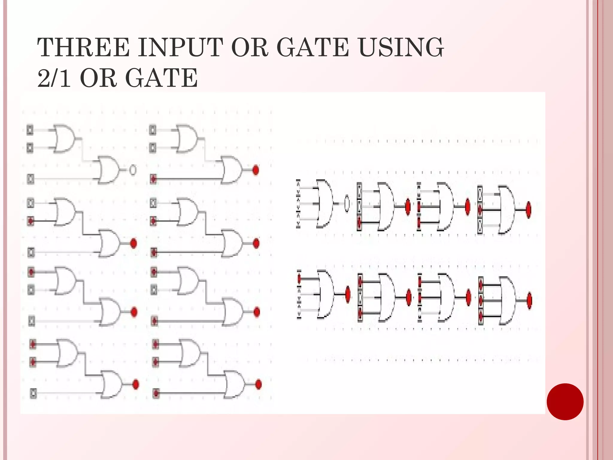 THREE INPUT OR GATE USING
2/1 OR GATE
 