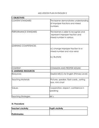 4A'S Lesson plan in English 2 