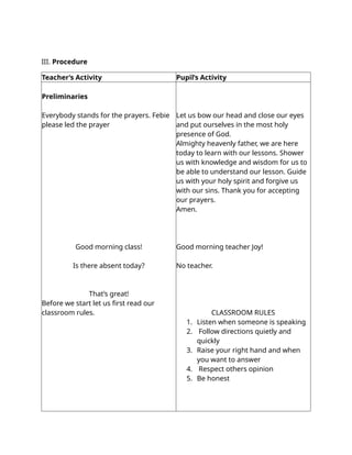 4A'S Lesson plan in Science 3 " Living things and Non-living things" | DOCX