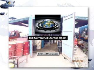 Mill Current Oil Storage Room

Small and Unorganized

 