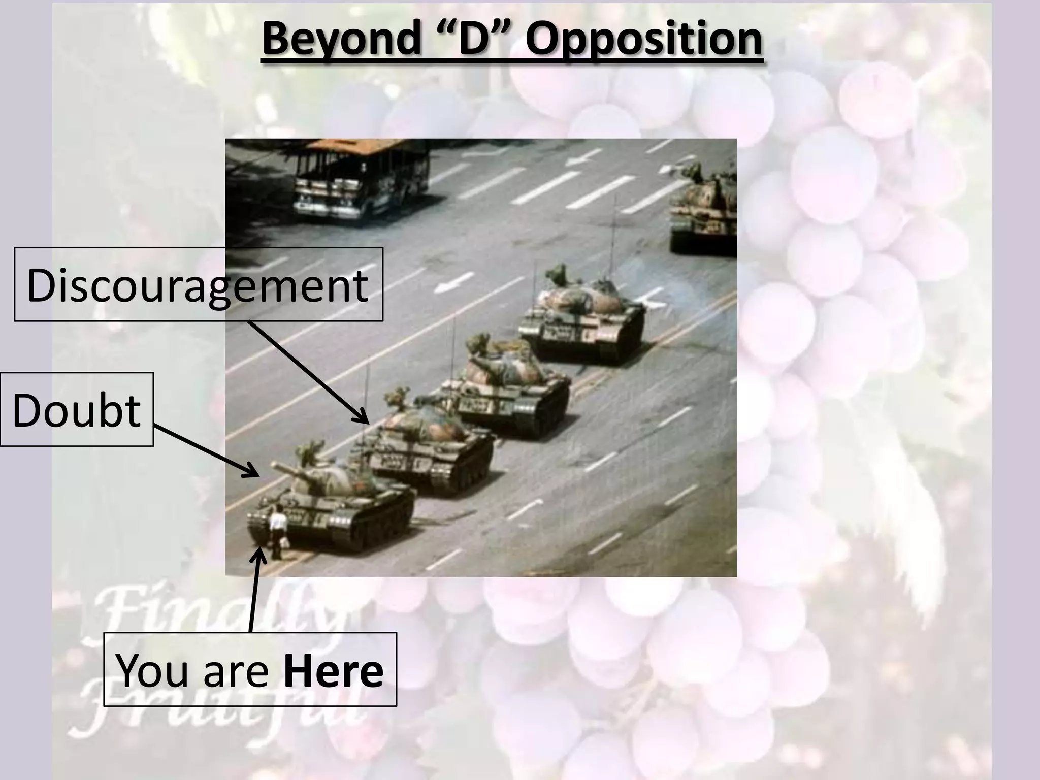 You are Here
Doubt
Discouragement
Beyond “D” Opposition
 