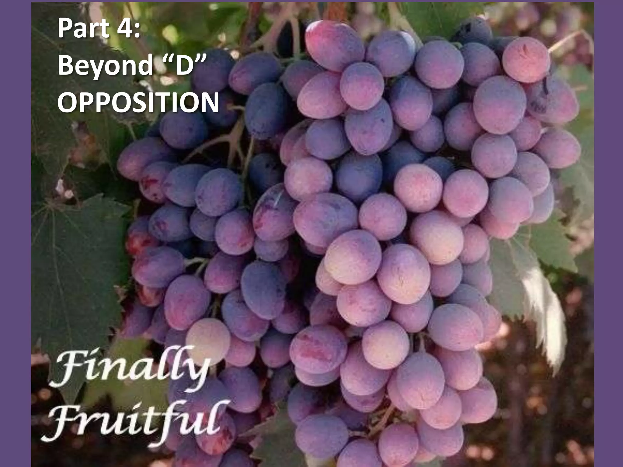 Part 4:
Beyond “D”
OPPOSITION
 