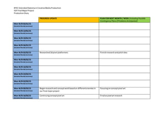 Final major project production diary template | DOCX