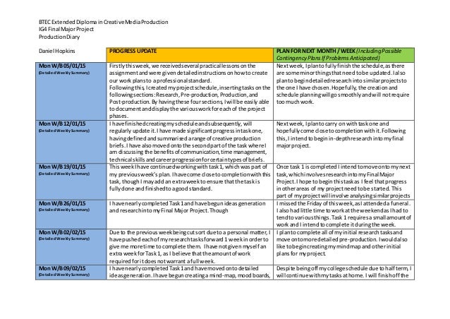 project diary template