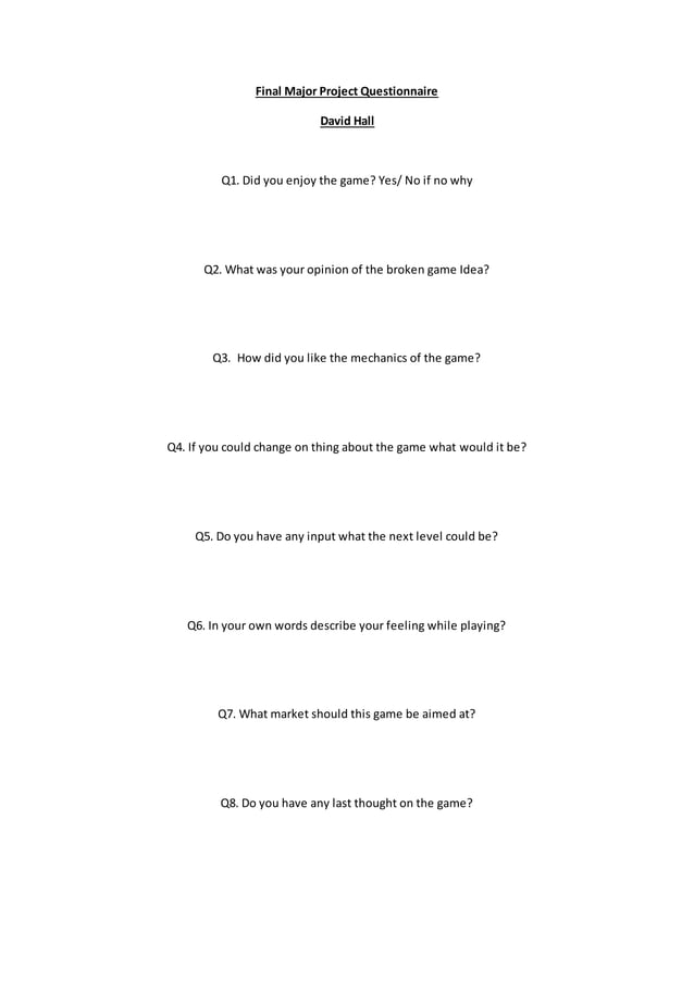 Final major project questionnaire | DOCX