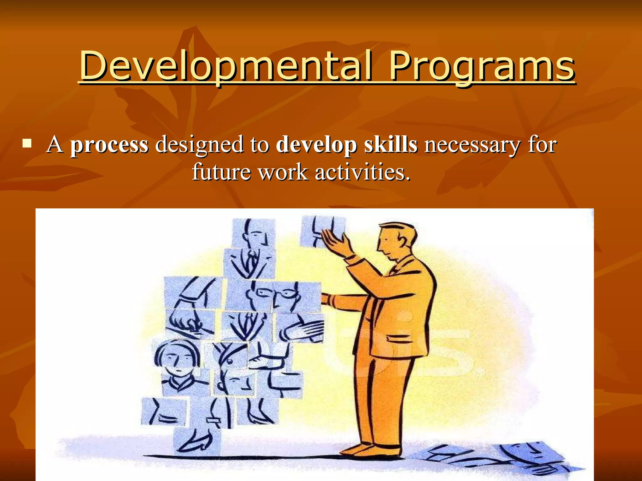 Developmental Programs A  process  designed to  develop skills  necessary for future work activities. 