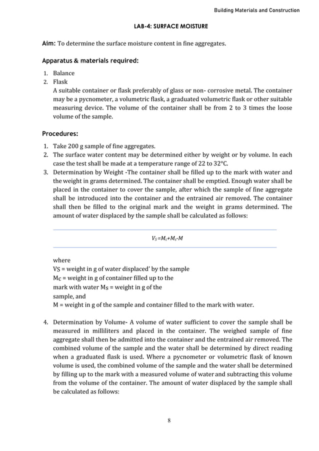 Laboratory Instruction Manual for Civil Engineers | PDF | Civil ...