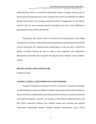 FINAL MANUSCRIPT - PARENTAL INVOLVEMENT FILES IN COLLEGE | PDF