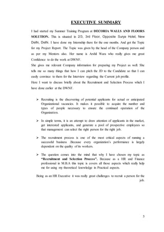 MBA Report on Recruitment and Selection procedure | PDF