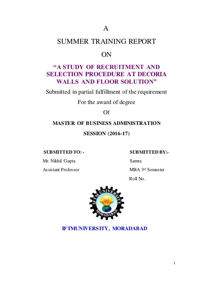 study on recruitment and selection process study on recruitment and selection process
