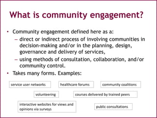 Community engagement in public health interventions for disadvantaged ...
