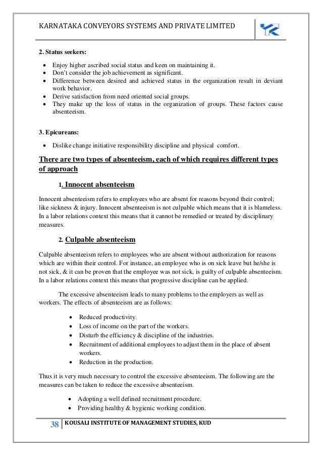 employee absenteeism form