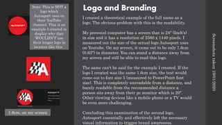 Logo and Branding
I created a theoretical example of the full name as a
logo. The obvious problem with this is the readability.
My personal computer has a screen that is 24″ (Inch's)
in size and it has a resolution of 2560 x 1440 pixels. I
measured out the size of the actual logo Autosport uses
on Youtube. On my screen, it came out to be only 1.6cm
(0.63″) in diameter. You can stand a distance away from
my screen and still be able to read this logo.
The same can't be said for the example I created. If the
logo I created was the same 1.6cm size, the text would
come out to font size 5 (measured to PowerPoint font
size). This is completely unreadable from a distance, and
barely readable from the recommended distance a
person sits away from their pc monitor which is 20″.
Other viewing devices like a mobile phone or a TV would
be even more challenging.
Concluding this examination of the second logo,
Autosport essentially and effectively left the necessary
visual information to trigger brand awareness.
Screenshots
taken
19/01/2020
Note: This is NOT a
logo which
Autosport uses on
their YouTube
channel. This is an
example I created to
display why they
WOULDN'T use
their longer logo in
location like this.
1.6cm, on my screen
 