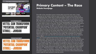 Primary Content – The Race
Website Homepage
The Race's homepage 26/01/2021.
Over 60% of the immediate screen is being taken up by the main story, a large
suggestion for the reader to find out more. In total, the main story consists of an
enticing/luring title, under that is a brief description, below you can see how old the
story is/when the story was uploaded to the website and last you can find the image.
The 'lead in line' sentence has a similar design compared to a conventional magazine.
It has the same incentive for The Race regarding encouragement for the reader find
out more when it comes to the story. The quote "POTENTIAL CHAMPION" is used to
suggest to the read that it might be possible, but to find out they must read the
article. Like Autosport, The Race uses all capital letters to show the significance and
volume of the story. The same suspense would not be found if capitals were not
used. When hovering over the title of the story, the text changes colour from initially
being black, to turning to an orange shade when over any of the letters in the phrase.
Example seen on the left. A button like this is interactive and enticing for a reader.
Buttons need to have a clear purpose for the reader. The symbology of a changing
colour implies to the user that this title forwards them to the story. In the article by
Just in Mind, https://www.justinmind.com/blog/button-design-websites-mobile-
apps/ they found explained that buttons need to be predictable, and by having a
changing colour when hovering over the title will imply to the user that the full story
is accessed through clicking the title. Unfortunately, the only way to access the full
story is through clicking the title, unlike the secondary stories where you can click in
any area of the image. This is something I would like to improve on with my website.
The description of the story is also designed to inspire the reader to continue reading
this new story. Using referencing nouns to key figures and teams like "Lance Stroll",
"Formula 1", "World champion", "Aston Martin", "Sebastion Vettel" to name a few.
The references in the descriptive sentence will provide the reader with a short yet
descriptive insight into the story, and if they have interests in these listed nouns the
reader might be more inclined to read the article.
Cursor over title.
Normal.
 