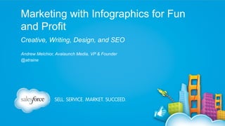 Marketing with Infographics for Fun
and Profit
Creative, Writing, Design, and SEO
Andrew Melchior, Avalaunch Media, VP & Founder
@atraine

 