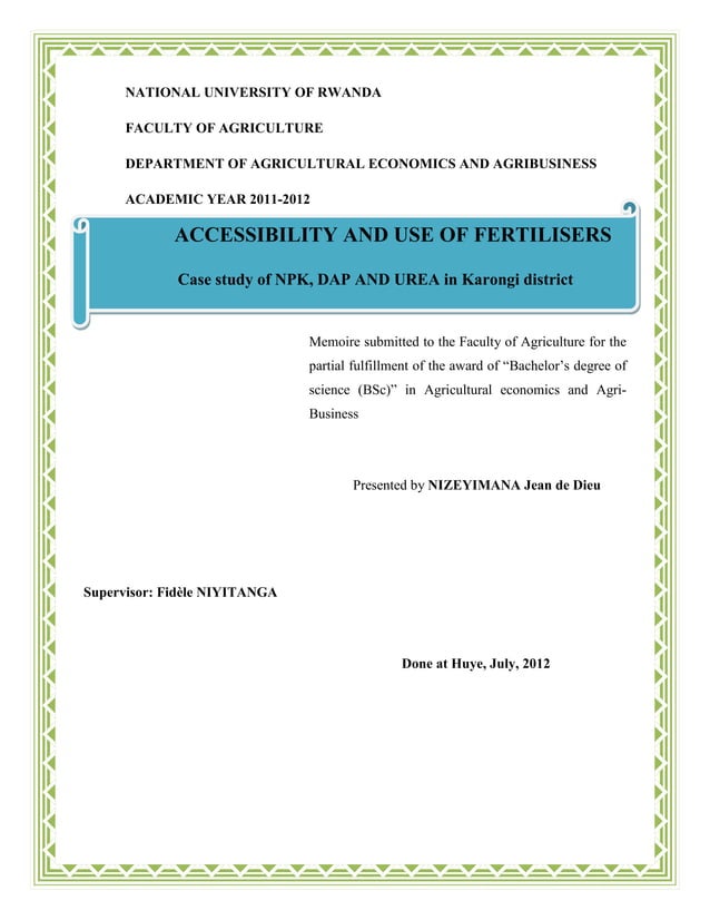 Accessibility and Use of Fertilizer in Rwanda updated 2019 | PDF ...