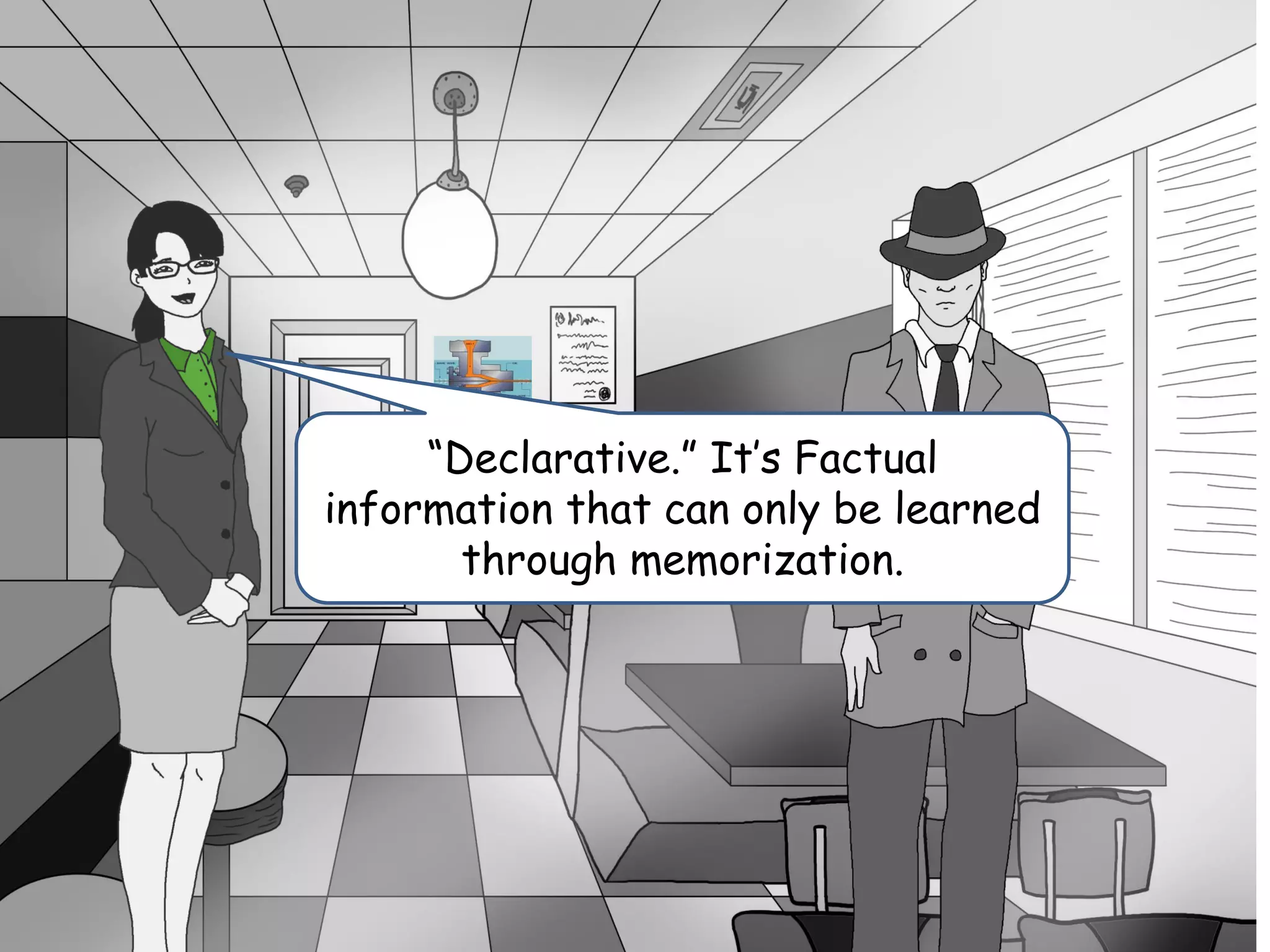“Declarative.” It’s Factual
information that can only be learned
through memorization.
 