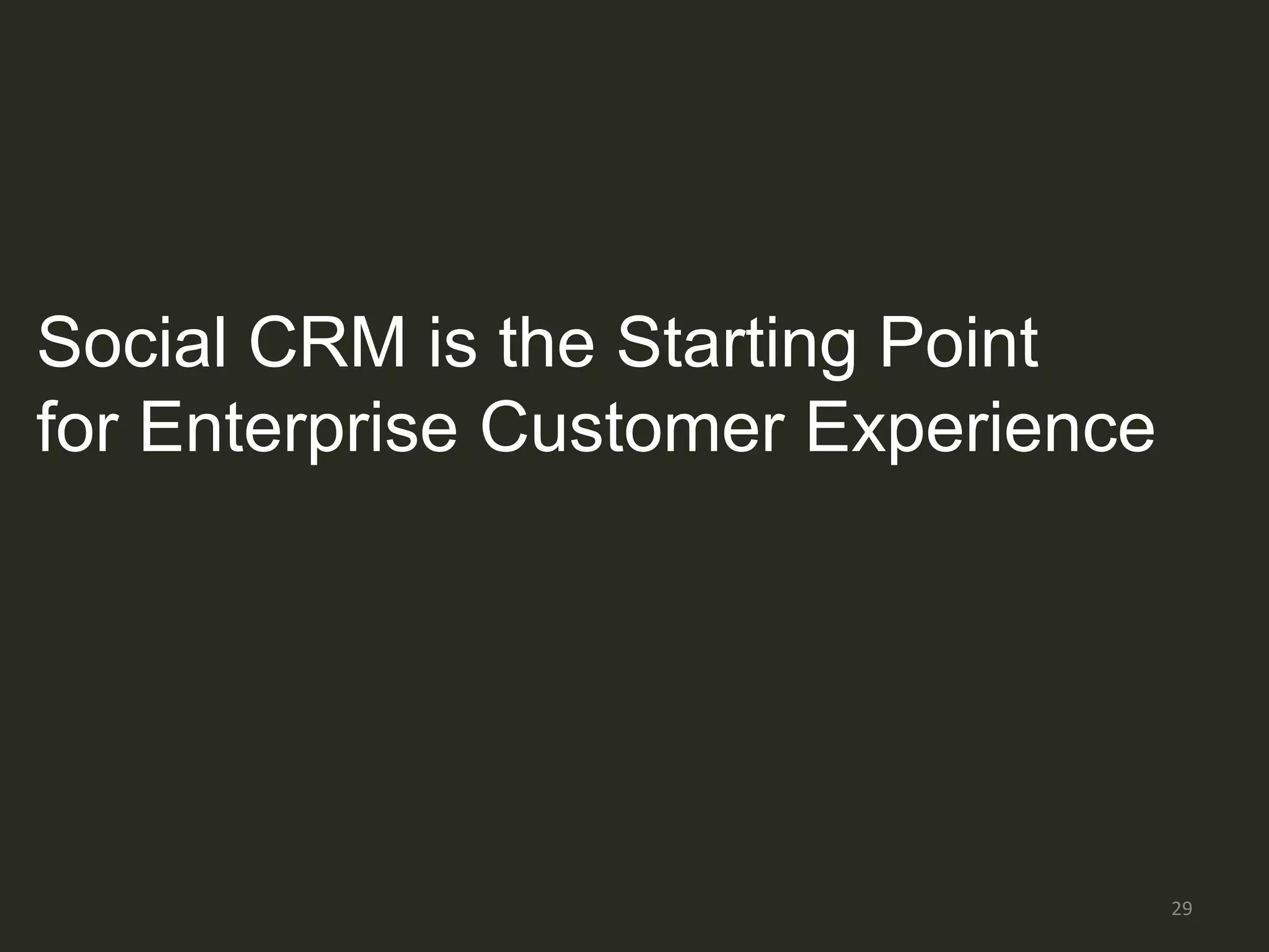 Social CRM is the Starting Point
for Enterprise Customer Experience




                                     29
 