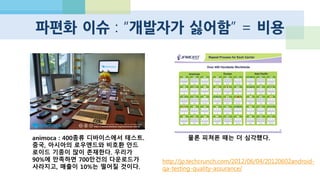 미국에서는 안드로이드 급성장 시대 종료
http://www.businessinsider.com/androids-market-share-
in-the-united-states-2013-4
안드로이드는
51.7%로 하락
애플은 38.9% 상승
 
