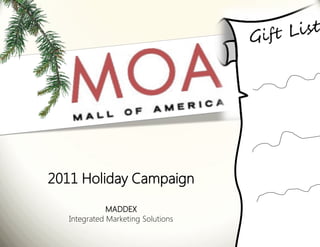 2011 Holiday Campaign
              MADDEX
   Integrated Marketing Solutions
 