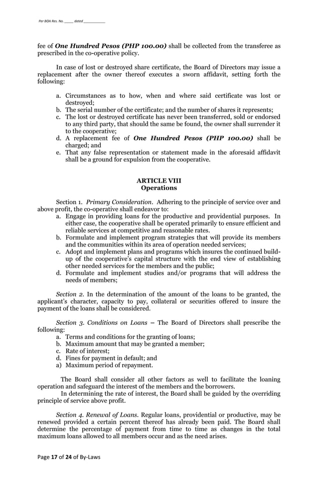 LIPAD CREDIT COOP BYLAWS