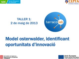 TALLER 1:
2 de maig de 2013
Model osterwalder, identificant
oportunitats d’innovació
 