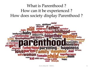 What is Parenthood ?
How can it be experienced ?
How does society display Parenthood ?
Asma AkbarAli - SRMCC 6
 