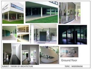 Ground floor
SUBJECT : THEORY OF ARCHITECTURE TOPIC : MODERNISM
 