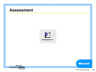 Assessment




             Assessment 5




                            © Microsoft August 2003   89
 