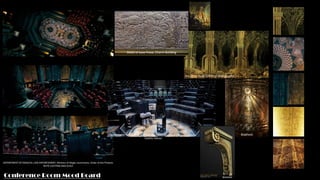DEPARTMENT OF MAGICAL LAW ENFORCEMENT, Ministry of Magic courtrooms, Order of the Phoenix
NOTE LIGHTING AND SCALE
Detail of base frieze, Chanin Building
Art Deco Style Columns Wall graphic
DEPARTMENT OF MAGICAL LAW ENFORCEMENT, Ministry of Magic courtrooms,
Deathly Hallows
Bioshock
Bioshock
Conference Room Mood Board
 