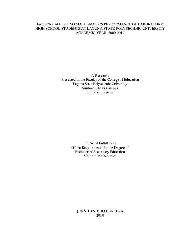 Title page sample thesis on education