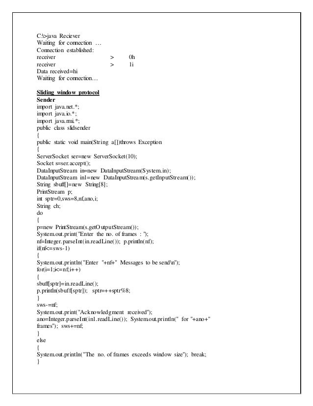 Sliding Window Protocol Java Program goodsitehouseof