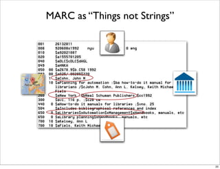 MARC as “Things not Strings”




                               20
 