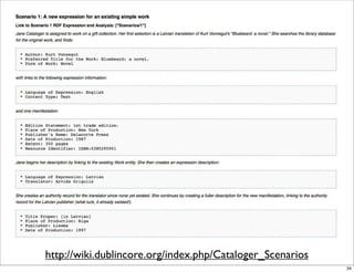 http://wiki.dublincore.org/index.php/Cataloger_Scenarios
                                                           34
 