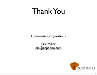 Thank You

Comments or Questions

     Eric Miller
  em@zepheira.com




                        70
 