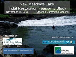 New Meadows Lake  Tidal Restoration Feasibility Study November 15, 2005  Steering Committee Meeting Sponsored by:  With funding provided by: 
