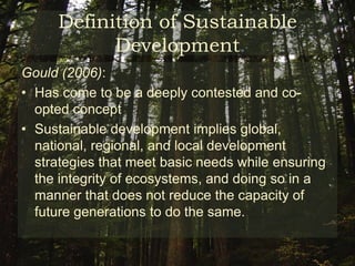 Part IIMaterial Researched:Definition of Sustainable DevelopmentMajor International Treaties  The Brazilian Environmental DilemmaThe Brazilian Law in Respect to Sustainable Development  Further Research 