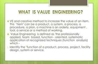 Value Analysis Value Engineering & Business Process Reengineering | PPTX