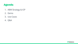 Agenda
1. ABM Strategy & ICP
2. Demo
3. Use Cases
4. Q&A
 