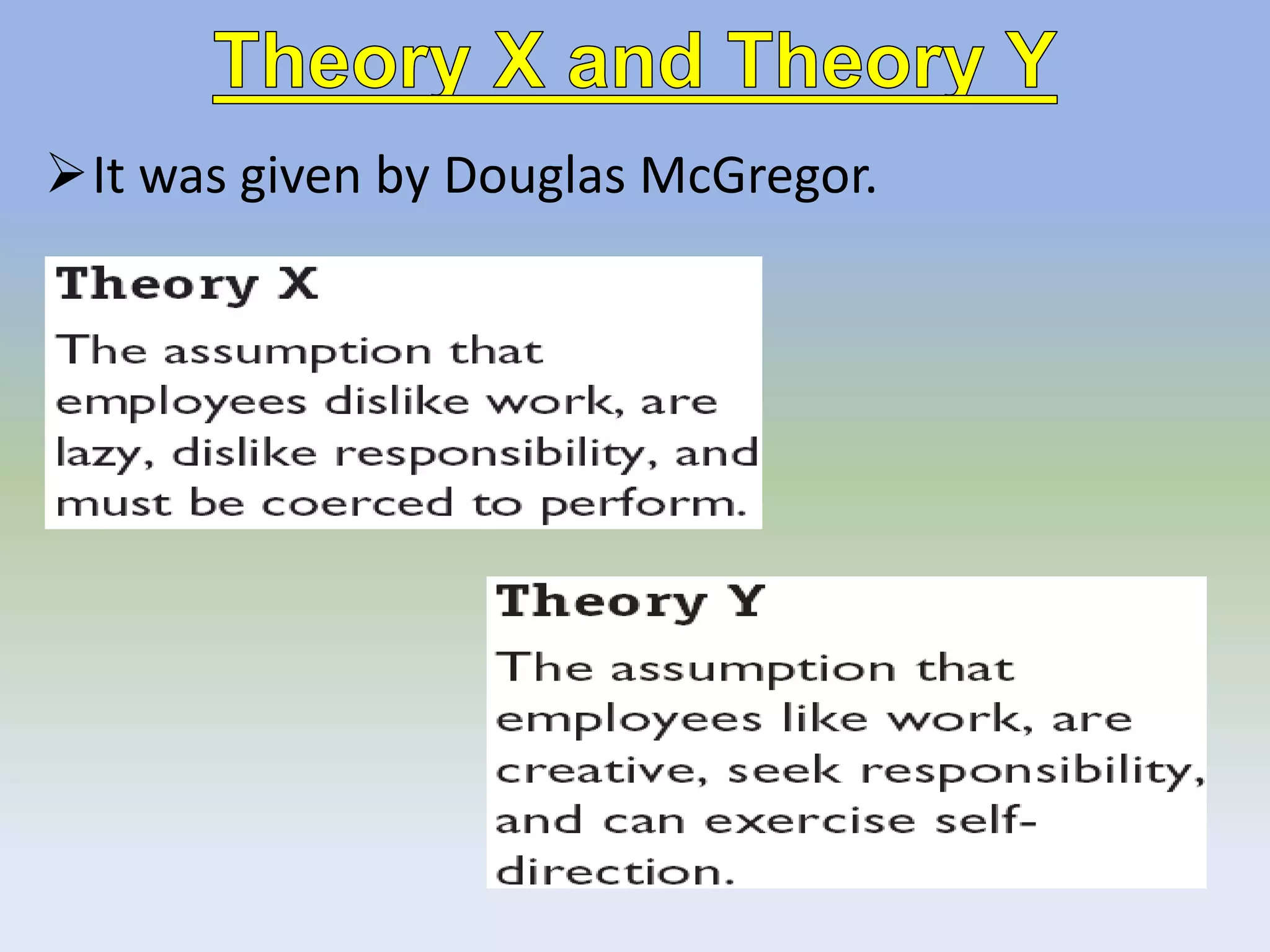 It was given by Douglas McGregor.
 