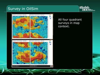 Survey in OilSim
All four quadrant
surveys in map
context.
 