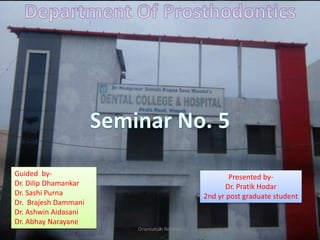 Guided by-
Dr. Dilip Dhamankar
Dr. Sashi Purna
Dr. Brajesh Dammani
Dr. Ashwin Aidasani
Dr. Abhay Narayane
Presented by-
Dr. Pratik Hodar
2nd yr post graduate student
2Orientation Relation
 