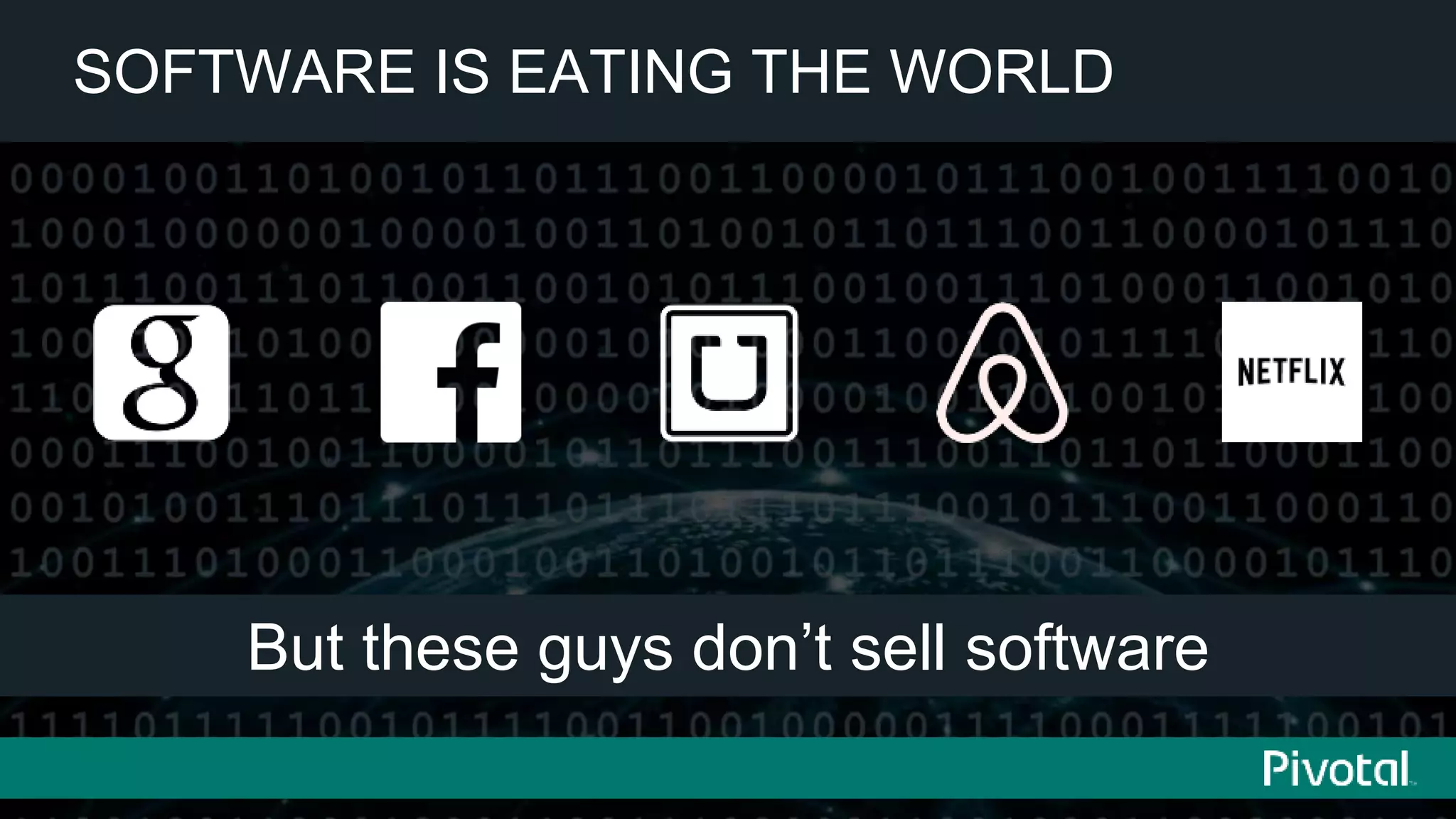 5© 2014 Pivotal Software, Inc. All rights reserved.
Software Is Eating The World
But these guys don’t sell software
SOFTWARE IS EATING THE WORLD
 