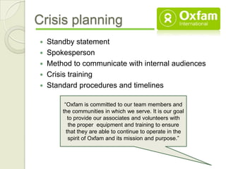Nonprofit Communication Plan: Oxfam International | PPTX