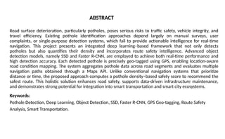 Pothole detection using deep learning models | PPTX